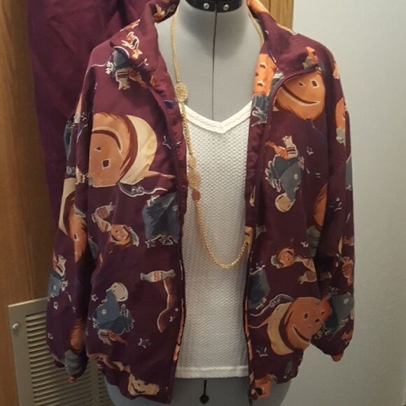 Rhoda Lynne Ladies 90s Silk Halloween Theme 2 piece outfit Track Suit , sz Larg - Picture 4 of 10